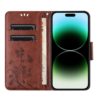 For iPhone 16 Pro Leather Case Butterflies Flower Pattern Wallet Stand Phone Cover
