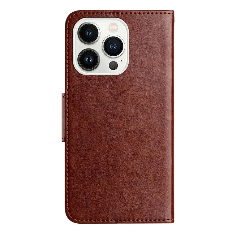 For iPhone 16 Pro Leather Case Butterflies Flower Pattern Wallet Stand Phone Cover