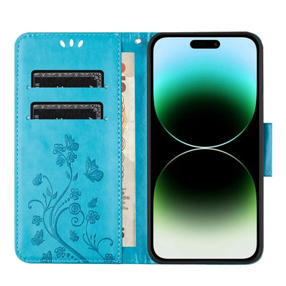 For iPhone 16 Pro Leather Case Butterflies Flower Pattern Wallet Stand Phone Cover