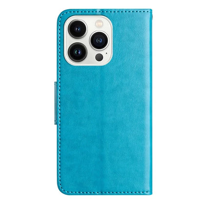 For iPhone 16 Pro Leather Case Butterflies Flower Pattern Wallet Stand Phone Cover