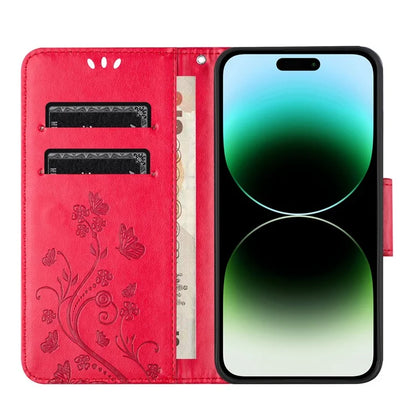 For iPhone 16 Pro Leather Case Butterflies Flower Pattern Wallet Stand Phone Cover