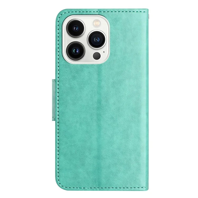 For iPhone 16 Pro Leather Case Butterflies Flower Pattern Wallet Stand Phone Cover