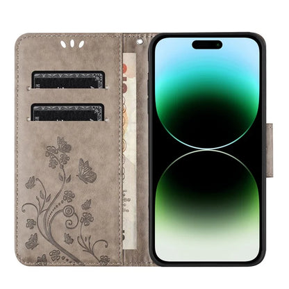 For iPhone 16 Pro Leather Case Butterflies Flower Pattern Wallet Stand Phone Cover