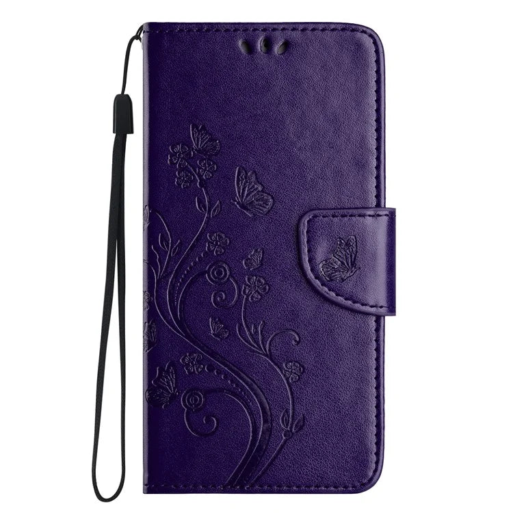 For iPhone 16 Pro Leather Case Butterflies Flower Pattern Wallet Stand Phone Cover