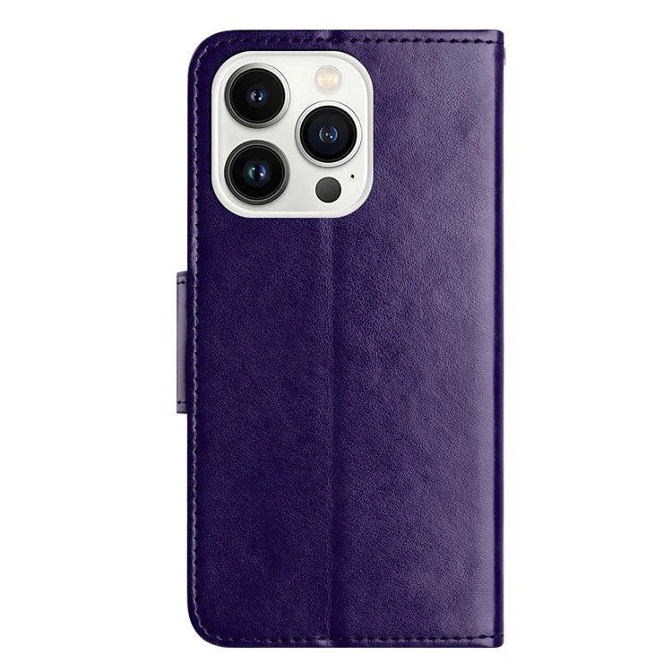 For iPhone 16 Pro Leather Case Butterflies Flower Pattern Wallet Stand Phone Cover