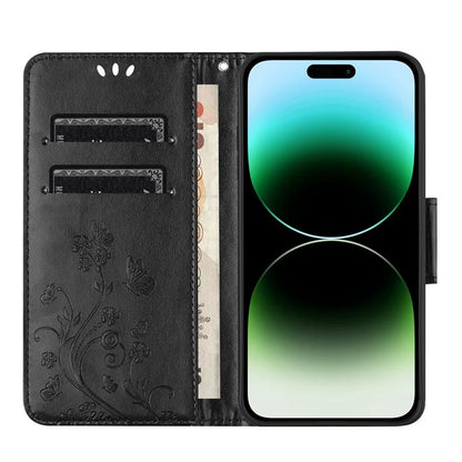 For iPhone 16 Pro Leather Case Butterflies Flower Pattern Wallet Stand Phone Cover