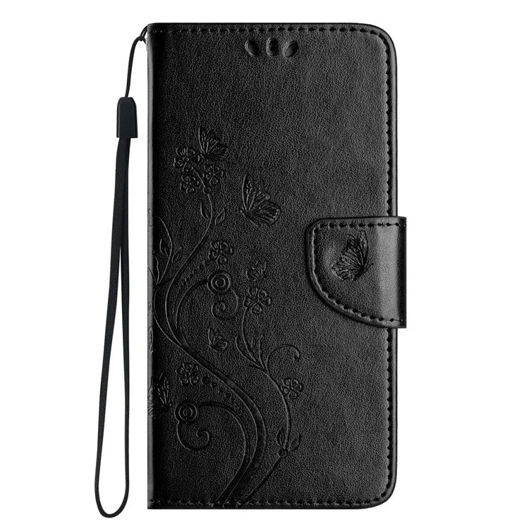For iPhone 16 Leather Case Butterflies Flower Pattern Wallet Stand Phone Cover