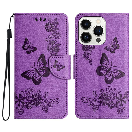 For iPhone 16 Pro Max Case Butterflies Flower Leather Wallet Flip Phone Cover