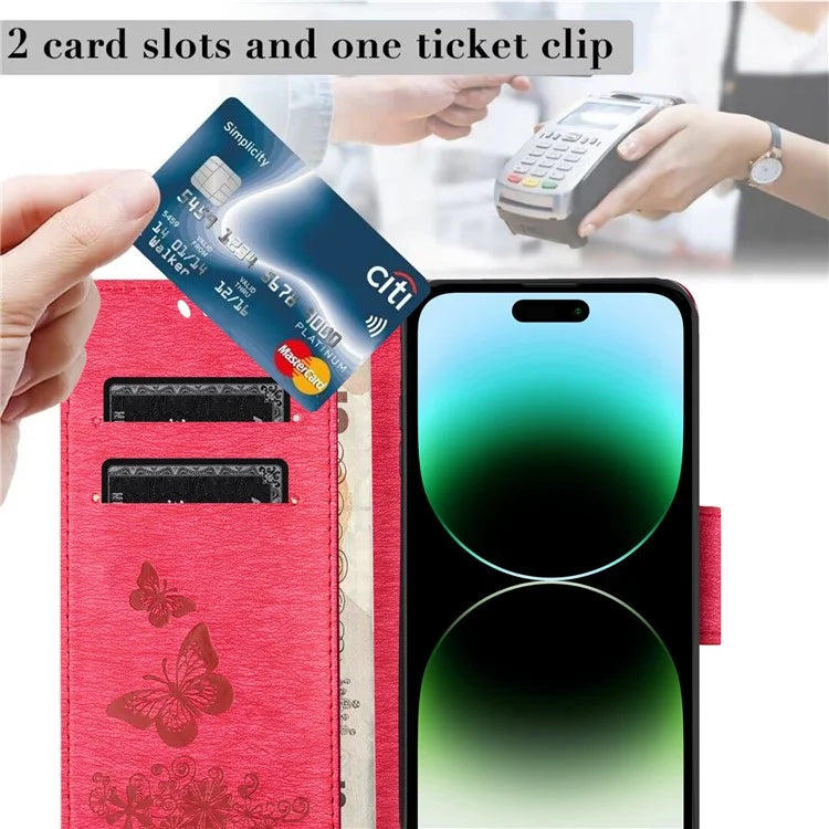 For iPhone 16 Pro Max Case Butterflies Flower Leather Wallet Flip Phone Cover