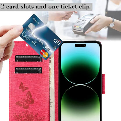 For iPhone 16 Pro Max Case Butterflies Flower Leather Wallet Flip Phone Cover