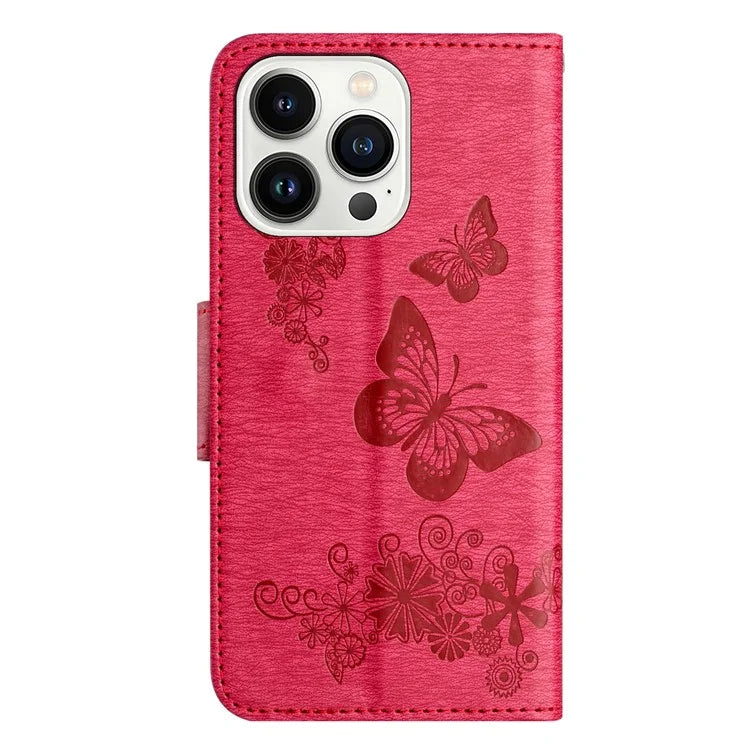For iPhone 16 Pro Max Case Butterflies Flower Leather Wallet Flip Phone Cover