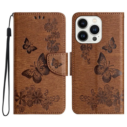 For iPhone 16 Pro Max Case Butterflies Flower Leather Wallet Flip Phone Cover