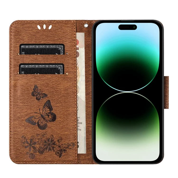 For iPhone 16 Pro Max Case Butterflies Flower Leather Wallet Flip Phone Cover