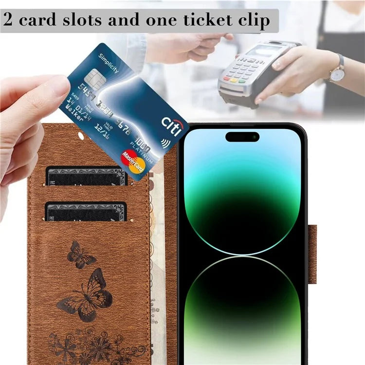 For iPhone 16 Pro Max Case Butterflies Flower Leather Wallet Flip Phone Cover