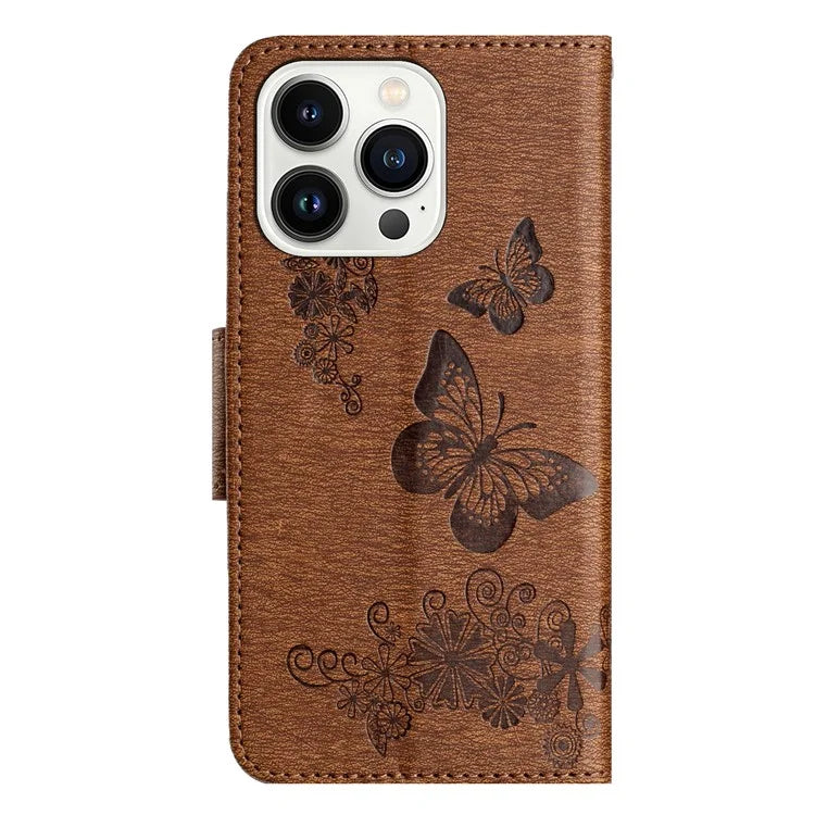 For iPhone 16 Pro Max Case Butterflies Flower Leather Wallet Flip Phone Cover