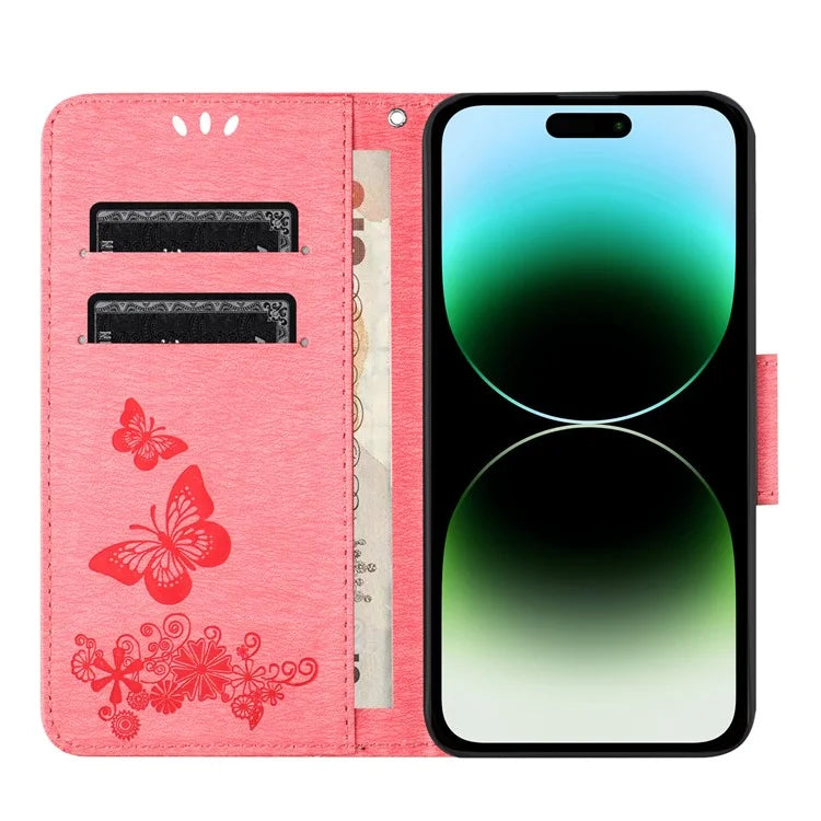 For iPhone 16 Pro Max Case Butterflies Flower Leather Wallet Flip Phone Cover