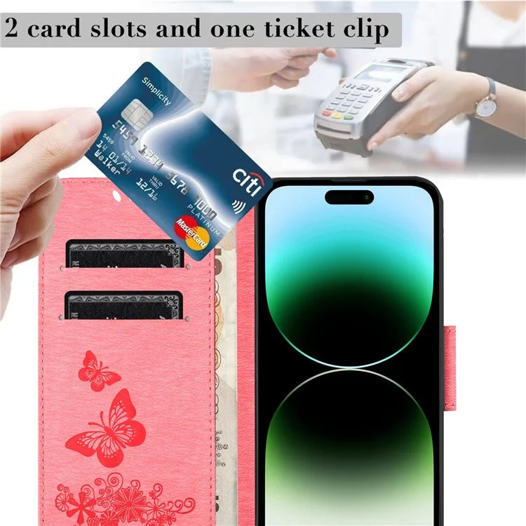 For iPhone 16 Pro Max Case Butterflies Flower Leather Wallet Flip Phone Cover