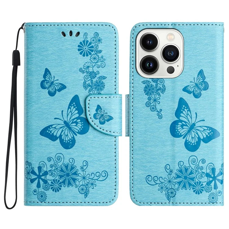 For iPhone 16 Pro Max Case Butterflies Flower Leather Wallet Flip Phone Cover