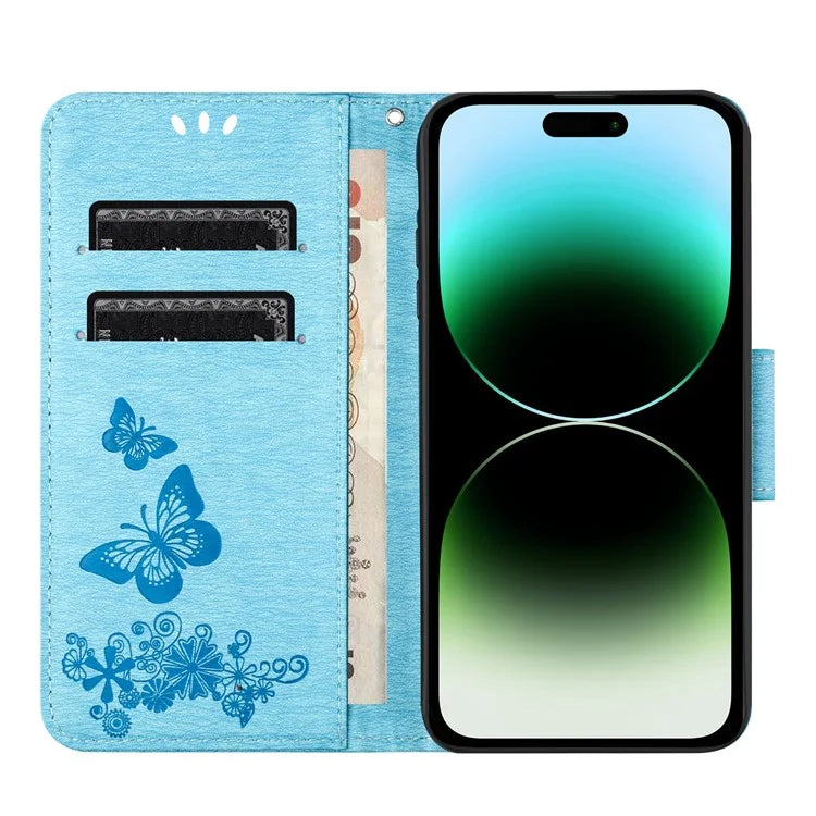 For iPhone 16 Pro Max Case Butterflies Flower Leather Wallet Flip Phone Cover
