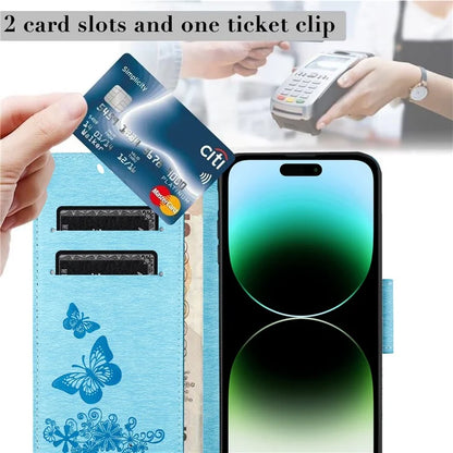 For iPhone 16 Pro Max Case Butterflies Flower Leather Wallet Flip Phone Cover