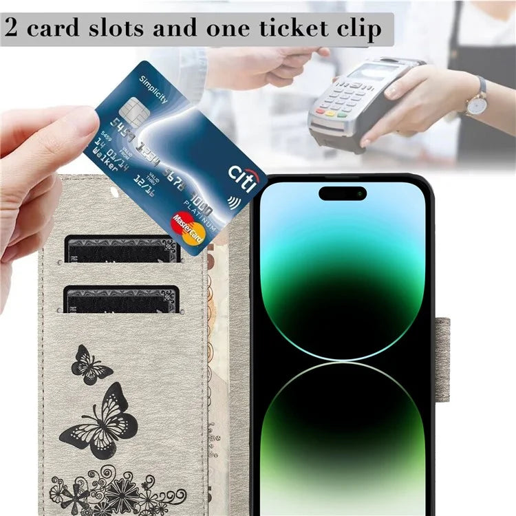 For iPhone 16 Pro Max Case Butterflies Flower Leather Wallet Flip Phone Cover