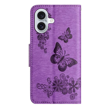 For iPhone 16 Case Butterflies Flower Leather Wallet Flip Phone Cover