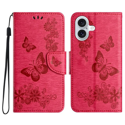 For iPhone 16 Case Butterflies Flower Leather Wallet Flip Phone Cover