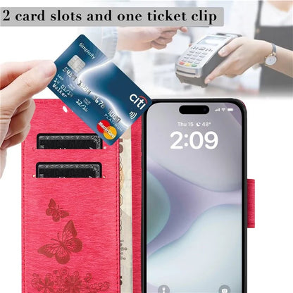 For iPhone 16 Case Butterflies Flower Leather Wallet Flip Phone Cover