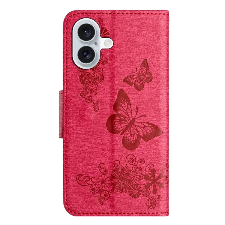 For iPhone 16 Case Butterflies Flower Leather Wallet Flip Phone Cover