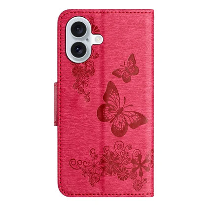 For iPhone 16 Case Butterflies Flower Leather Wallet Flip Phone Cover