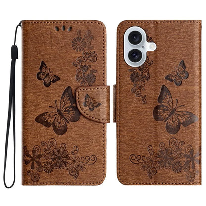 For iPhone 16 Case Butterflies Flower Leather Wallet Flip Phone Cover