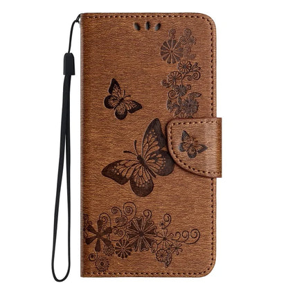 For iPhone 16 Case Butterflies Flower Leather Wallet Flip Phone Cover