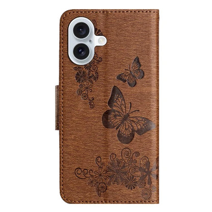 For iPhone 16 Case Butterflies Flower Leather Wallet Flip Phone Cover