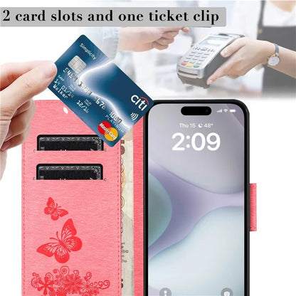 For iPhone 16 Case Butterflies Flower Leather Wallet Flip Phone Cover