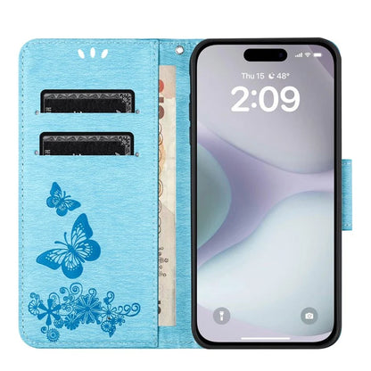 For iPhone 16 Case Butterflies Flower Leather Wallet Flip Phone Cover