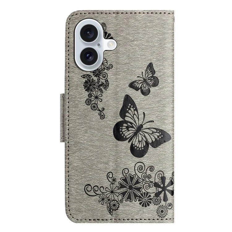 For iPhone 16 Case Butterflies Flower Leather Wallet Flip Phone Cover