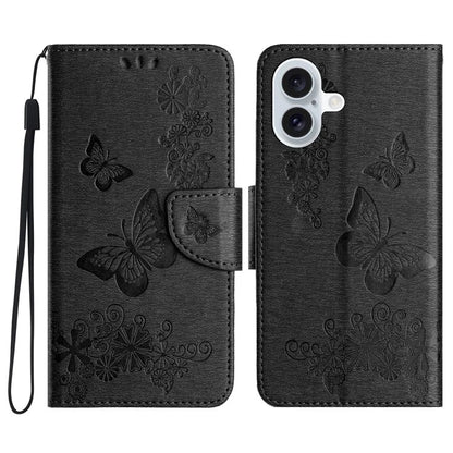 For iPhone 16 Case Butterflies Flower Leather Wallet Flip Phone Cover