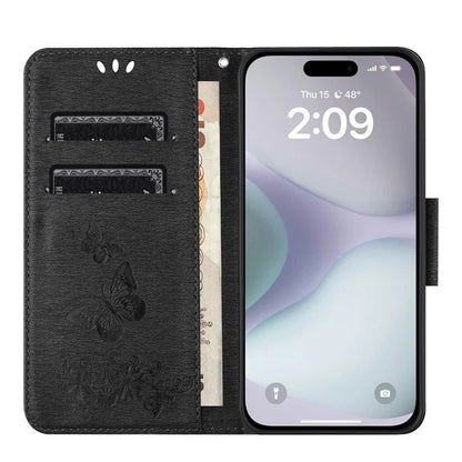 For iPhone 16 Case Butterflies Flower Leather Wallet Flip Phone Cover