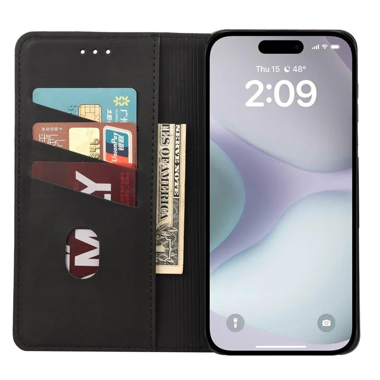 For iPhone 16 Plus Case PU Leather Shockproof Protection Wallet Phone Cover