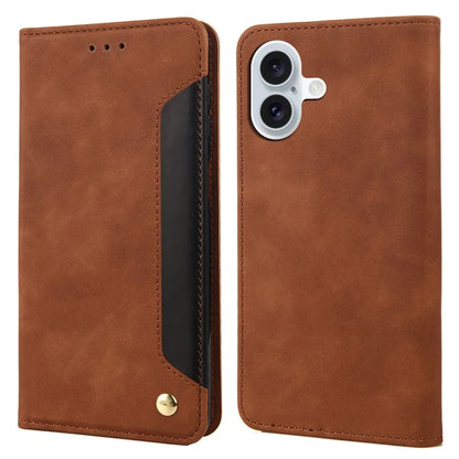 For iPhone 16 Plus Case PU Leather Shockproof Protection Wallet Phone Cover