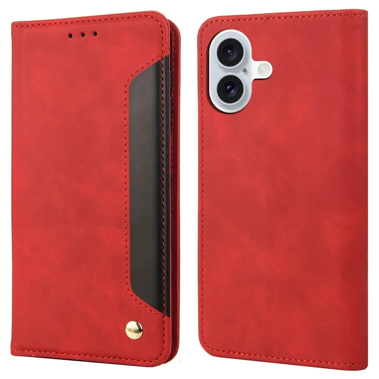 For iPhone 16 Plus Case PU Leather Shockproof Protection Wallet Phone Cover