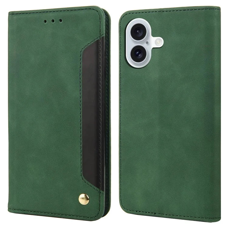 For iPhone 16 Plus Case PU Leather Shockproof Protection Wallet Phone Cover