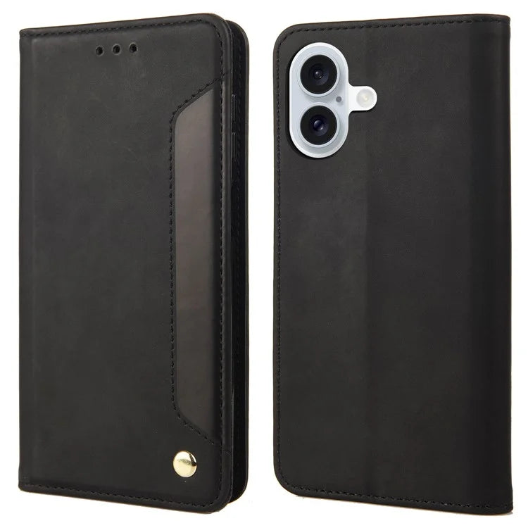 For iPhone 16 Case PU Leather Shockproof Protection Wallet Phone Cover