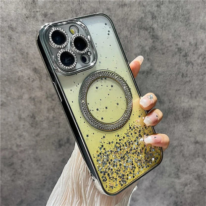 For iPhone 15 Pro Max Magnetic Case Glitter Bling TPU + PC Phone Cover Gradient