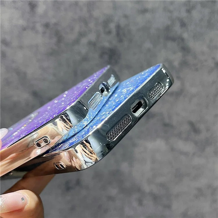 For iPhone 15 Pro Magnetic Case Clear Glitter TPU + PC Gradient Phone Cover