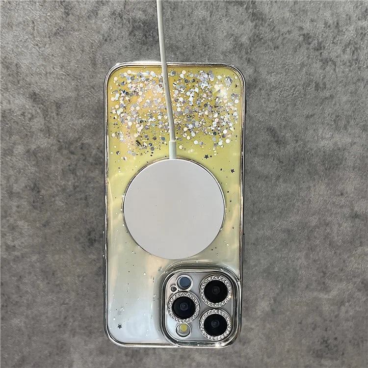 For iPhone 13 Pro Magnetic Case Protective TPU + PC Glitter Sparkly Phone Cover