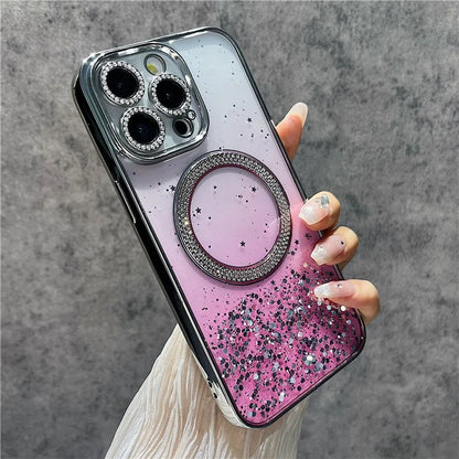 For iPhone 13 Pro Magnetic Case Protective TPU + PC Glitter Sparkly Phone Cover