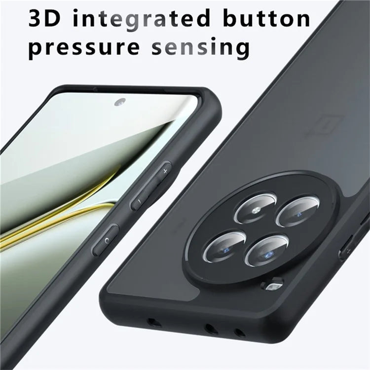 For OnePlus Ace 3 Pro 5G Case Skin-Touch TPU+PC Matte Phone Shell, Transparent Black