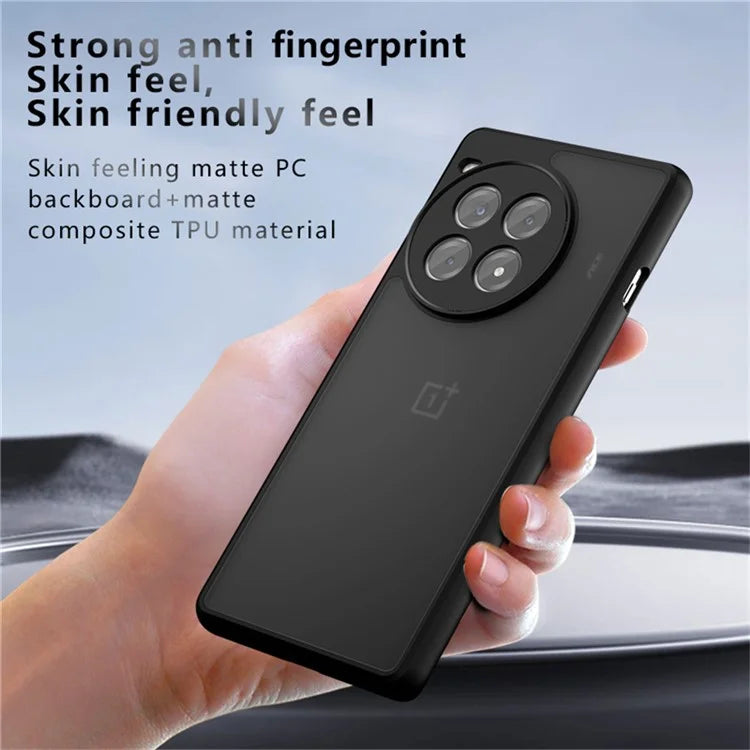 For OnePlus Ace 3 Pro 5G Case Skin-Touch TPU+PC Matte Phone Shell, Transparent Black