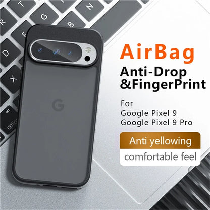 For Google Pixel 9 Pro  /  Pixel 9 Case Skin-Touch TPU+PC Matte Phone Shell, Transparent Black
